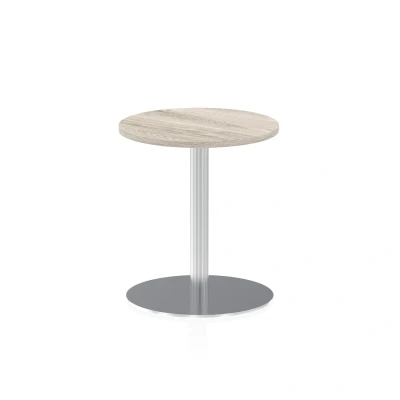 Image of Italia 600mm Poseur Round Table Grey Oak Top 725mm High Leg