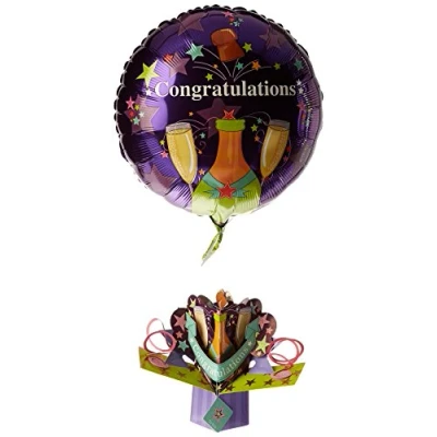 Image of Amscan Congratulations Champagne Pop Up Weight Foil Balloon