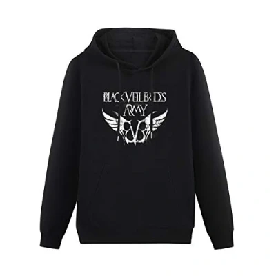 Image of Veil Brides Logo Hoodies Long Sleeve Pullover Loose Hoody Mens Sweatershirt Size L Black