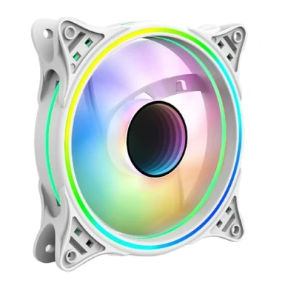 Image of Vida Infinity01 12cm ARGB Dual Ring PWM Case Fan, Hydraulic Bearing, Infinity Mirror Effect, 500 1500 RPM, White