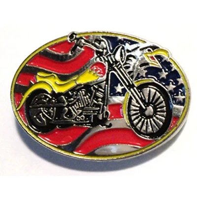 Image of USA Eagle Stars &amp; Stripes Chopper Bike Metal Motorcycle Enamel Badge