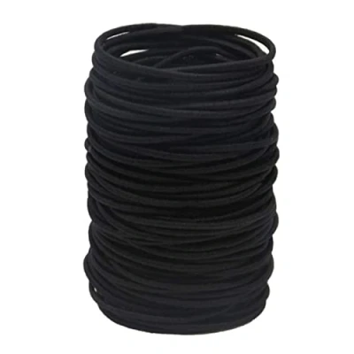 Image of Elastic Hair Bands (50 Pieces), 2mm Ties Ponytail Holders, Bulk No Metal Gentle Elastics for Women Men Girls Kids Black