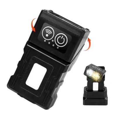 Image of ULTRAFIRE Small Pocket Torch with Charging Base, 180 Degree Rotating Head Mini LED Torch, USB Rechargeable, 500 Lumens, 10 Modes, Magnetic, Hat Clip, Headlight Strap