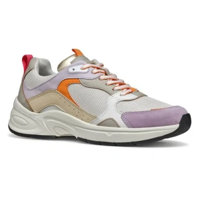 Image of Geox Zarvia Trainers, Women&#039;s, Size: 4, Off white/lilac Imitation leather/ textile