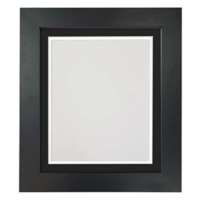 Image of Metro Black Photo Picture Poster Frame with Double on White Mount 40 x 30 cm for Image Size 12 10 inch