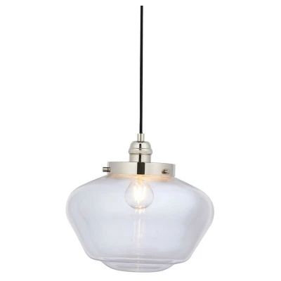 Image of Finale Pendant Ceiling Light Bright Nickel Plate &amp; Clear Glass