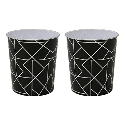 Image of JVL Linear Black Waste Paper Bin, Set of 2