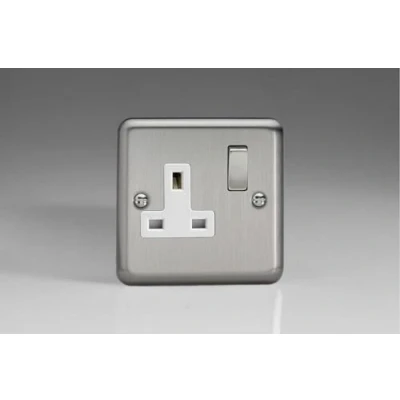 Image of Varilight 1 Gang 13 Amp Single Switched Socket Matt Chrome XS4DW