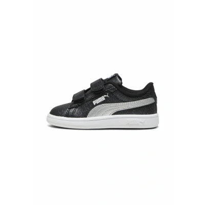 Image of PUMA Baby Girls Smash 3.0 Glitz Glam V INF Sneaker, Black Silver White, 6 UK Child
