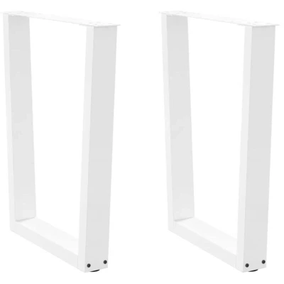 Image of vidaXL V Shape Dining Table Legs White Steel Height Adjustable Customizable Dining/Desk with Screws