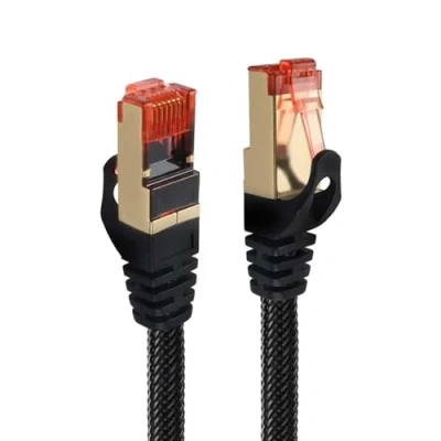 Image of 2m CAT 8 7 6 Ethernet Cable High Speed 40Gbps 2000MHz Flat Braided RJ45 LAN Gigabit Network F/FTP POE Compatible with Xbox Switch PS5 PS4 WiFi Extender Router Modem Wi Fi
