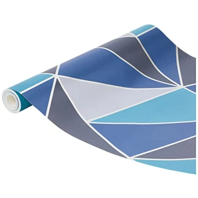 Image of Fine Décor FD42001 UK Apex Geo Sidewall Wallpaper, Aqua/Navy