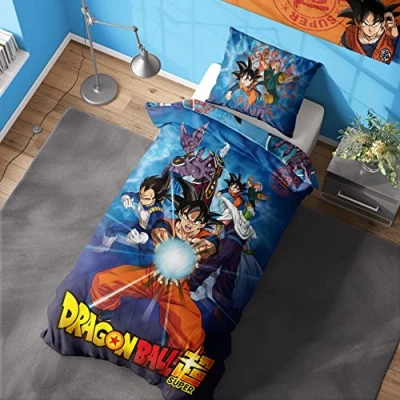 Image of Dragonball Super Duvet Cover Goku Kamehameha Design Official Reversible Bedding Set Single and Pillowcase