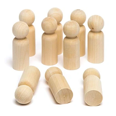 Image of Baker Ross AR324 Wooden Figures Pack of 10, Plain People for Kids to Design, Decorate Painting Arts and Crafts or Create a Mini, 7 cm