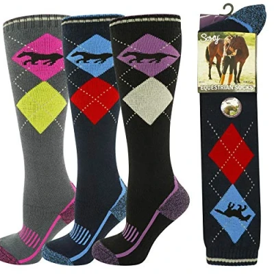 Image of SX173 Ladies Equestrian Socks Pack of 3 Size 4 6