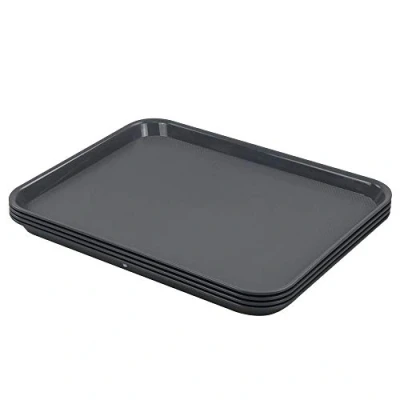 Image of Nesmilers 4 packs Restuarant Serving Trays, Plastic Fast Food Drinks Tray (Grey)