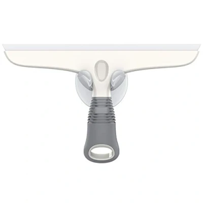 Image of MR.SIGA Multi Purpose Squeegee for Window, Glass, Shower Door, Car, Heavy Duty Window Scrubber, Suction Hook Included, 10 inch, White &amp; Gray
