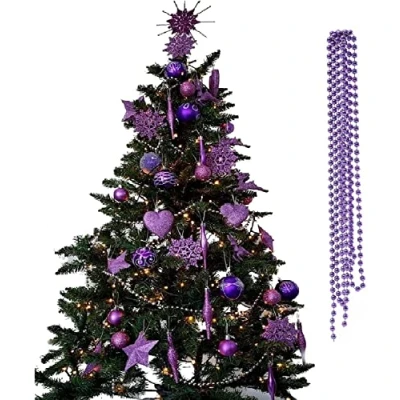 Image of UKDeals direct® LILAC Collection CHRISTMAS DROPLET BAUBLES TREE DECORATIONS GLITTER MATT ICICLES (3mtr Garland Bead)