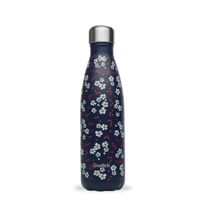 Image of Qwetch Insulated Originals Bottle Hanami Blue 500ml Stainless Steel 24h Cold and 12h Hot Waterproof, BPA Free &amp; Reusable