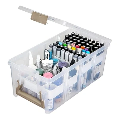 Image of ArtBin Semi Satchel with Accessory Trays Storage Container, Clear