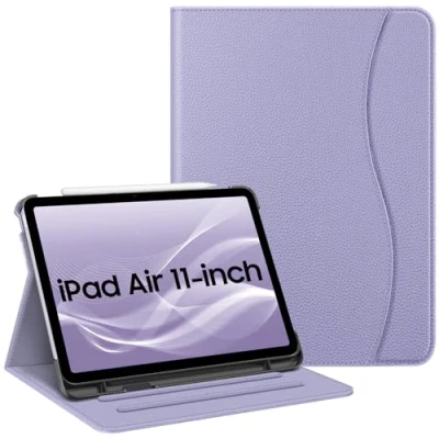 Image of FINTIE Case for iPad Air 11 inch (2024) M2, 6th / 5th 4th Generation (2024/2022/2022) [Multi Angle Viewing] Folio Stand Protective Cover with Pencil Holder &amp; Pocket, Lilac Purple