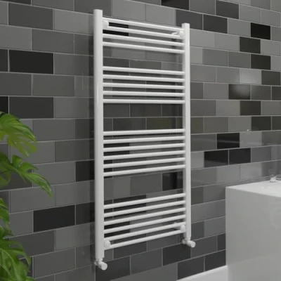Image of Straight White Gloss Heated Towel Ladder Rail Bathroom Radiator 600mm (w) x 1200mm (h) 2688 BTUs