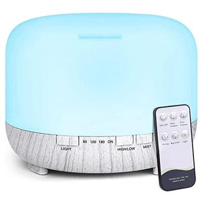 Image of Essential Oil Diffuser Aroma Humidifier: 400ml Ultrasonic Wood Grain Aromatherapy Air Vaporizer for Large Room Quiet Cool Mist Scented Diffusers Timer Small Baby Bedroom Home