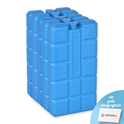 Image of Pack of 5 x 200 g, 24 hour Cooling capacity. Iceblock Ice for Cool Bags or Boxes, Blue with Free Cleaning Cloth