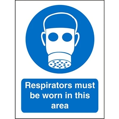Image of Seco Respirators Must Be Worn in This Area Sign, 200mm x 300mm Self Adhesive Vinyl