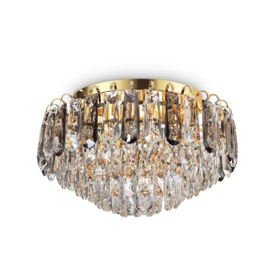 Image of Magnolia Indoor Crystal Flush Ceiling Lamp 7 Lights Gold, G9