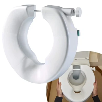Image of The Helping Hand Company Unifix Raised Toilet Seat 4 Without Lid for Elderly and Disabled Users. Strong, Secure Portable Elevated Riser, White
