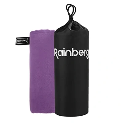 Image of Rainberg Microfibre Towel Sports Towel, Travel Swimming and Beach Fast Drying, Super Absorbent Ultra Compact, Great for Camping, Gym, (Purple)