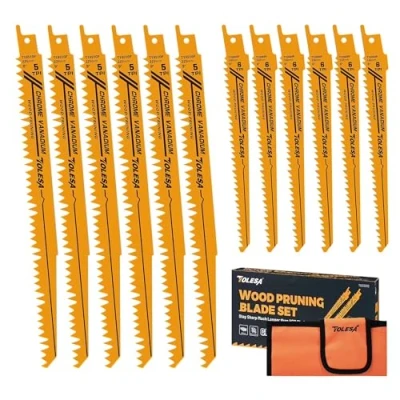 Image of TOLESA 12 Pack CR V Reciprocating Saw Blade Wood Cutting, Sawzall Pruning Blades Fast &amp; Clean Cut With Durability, Flexibility Longevity for Professionals Everyday DIY Gardeners