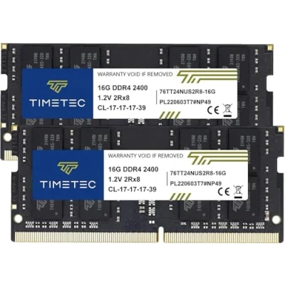 Image of Timetec Hynix IC 32GB Kit (2x16GB) DDR4 2400MHz PC4 19200 Unbuffered Non ECC 1.2V CL17 2Rx8 Dual Rank 260 Pin SODIMM Laptop Notebook Computer Memory RAM Module Upgrade (32GB (2x16GB))