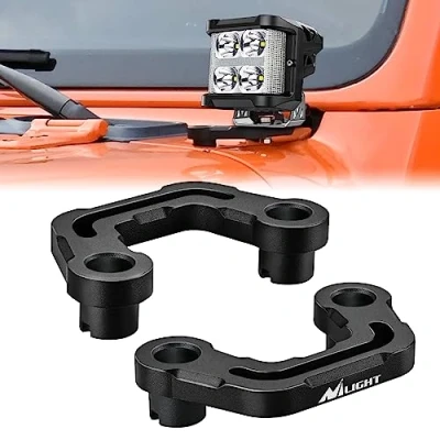 Image of Nilight Light Mounting Bracket Hood Cowl Mount Brackets for Front A Pillar Auxiliary Offroad LED Pod Work Lights on 2018 2023 Jeep Wrangler JL/JLU 2020 Gladiator JT, 2 Years Warranty