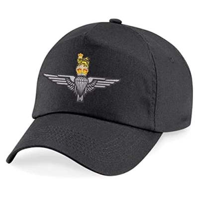 Image of Parachute Regiment Paratrooper Paras Insignia Embroidered Baseball Cap British Army Military Embroidery (Black)