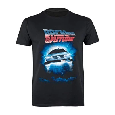 Image of Back to The Future Delorean Portal T Shirt, Adults, S 5XL, Black, Official Merchandise
