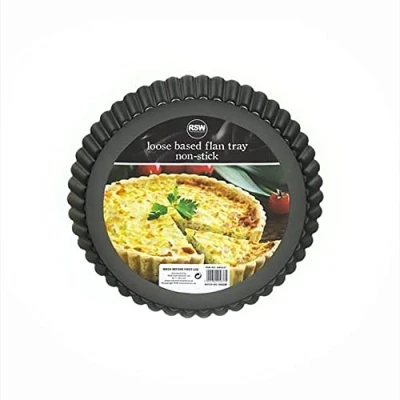 Image of YöL Loose Based Flan Tray Tin Non Stick Carbon Steel Baking Oven 23cm Cooking, Cake Tart Quiche Pie