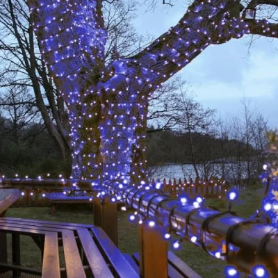 Image of Festive Lights ConnectPro Outdoor LED String Fairy Connectable IP65 Rubber Black Cable Wedding, Christmas, Garden, Commercial, Party (Blue w/Plug, 5m)