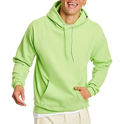 Image of Hanes Men&#039;s EcoSmart Hoodie, Midweight Fleece, Pullover Hooded Sweatshirt, Lime, S
