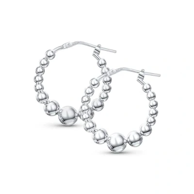 Image of Amberta Italian 925 Sterling Silver Hoop Earrings for Women Twisted Hoops Rope Round Women: Ball 18 mm