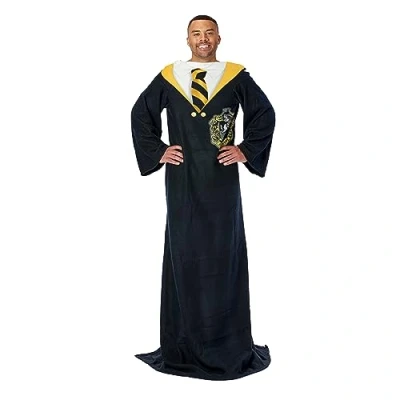 Image of Northwest Hufflepuff Hogwarts Uniform Throw Blanket with Sleeves, 48 x 71 Inches, Harry Potter