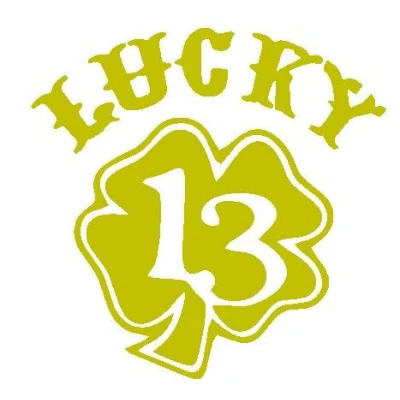 Image of PJ4U 13.5 x 9.5 CM Approx Lucky 13 Clover Bumper Sticker Vinyl Car Decal Gold