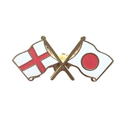 Image of England &amp; Japan Flags Friendship Courtesy Enamel Lapel Pin Badge