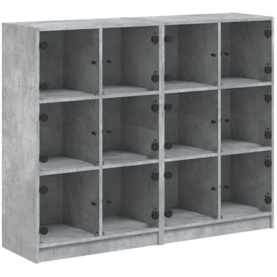 Image of vidaXL Bookcase with Doors Concrete Grey 136x37x109 cm Engineered Wood