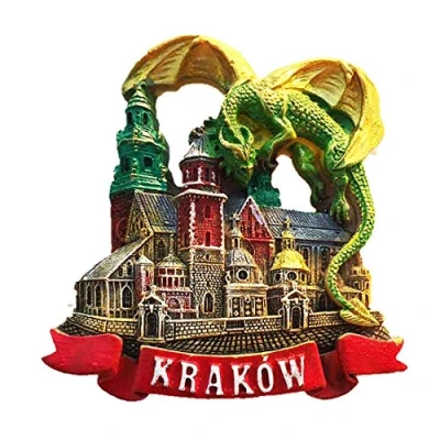 Image of 3D Green Dragon Krakow Poland souvenir fridge magnet,Home &amp; kitchen decoration magnetic sticker refrigerator magnet tourist gift