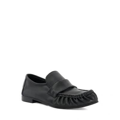 Image of Dune Ladies GEMI Gathered Detail Loafers Size UK 4 Flat Heel Suede Black