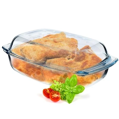 Image of KADAX Glass Roaster, Casserole Dish with Lid Made of Heat resistant Glass, Fireproof Vessel for Lasagna, Vegetable Stew, Roasting in the Oven (Rectangular 4.1 L)