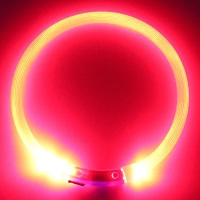 Image of Gemini_mall® LED Pet Dog Collar, USB Rechargeable Safety Collar Waterproof Light up Flashing (M 50cm, Orange)