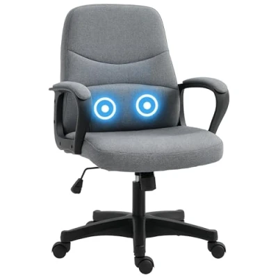 Image of Vinsetto Office Chair, Fabric Desk Chair Mid Back Work Study with Massage Lumbar Support, Adjustable Height and Swivel Wheels, Grey
